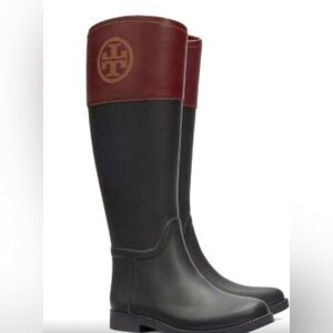 Tory Burch Black and Burgundy Riding Boots